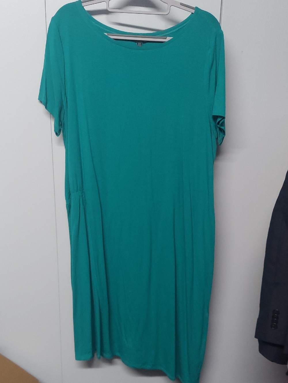Eileen Fisher Teal Viscose Jersey Dress Nwt Size Large